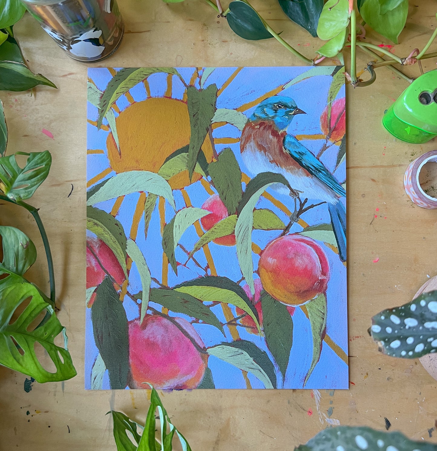 "Bluebird and Peaches" Archival Print