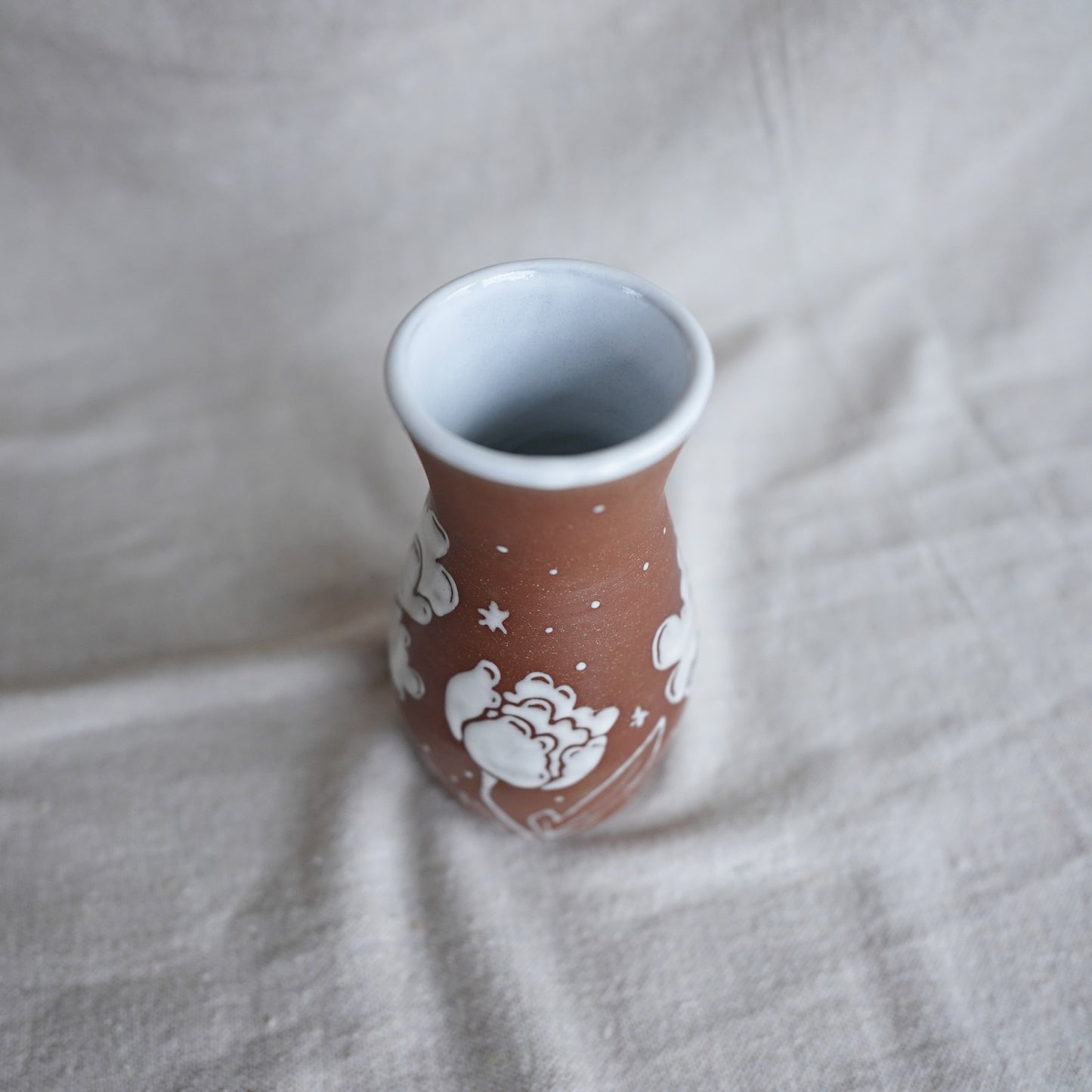 Brown and White Pitcher Vase