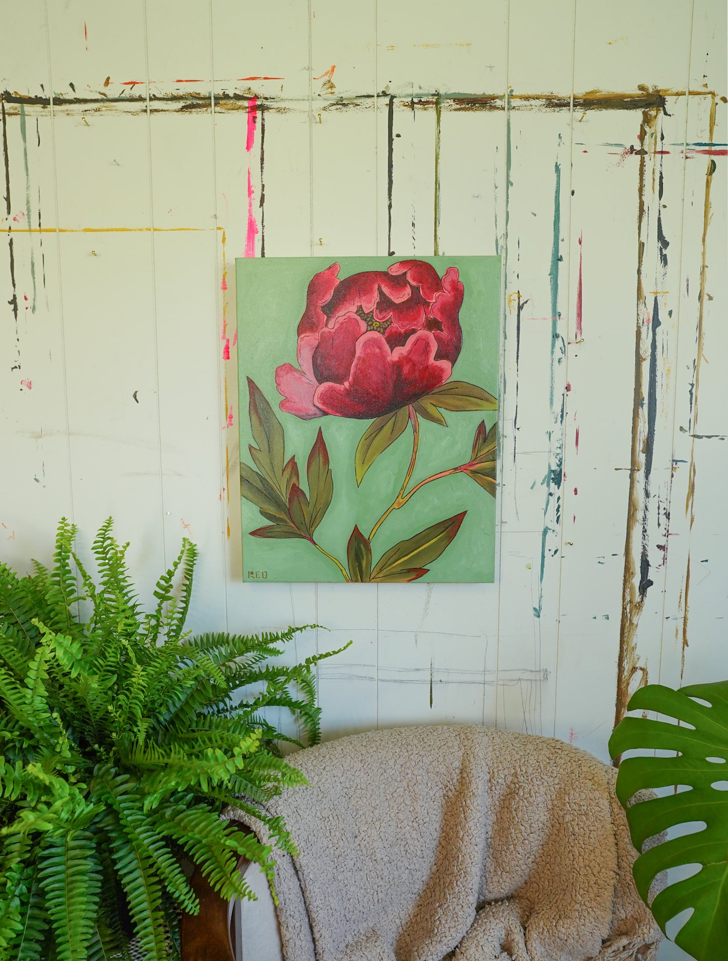 Buckeye Belle Peony - 16x20 Original Painting