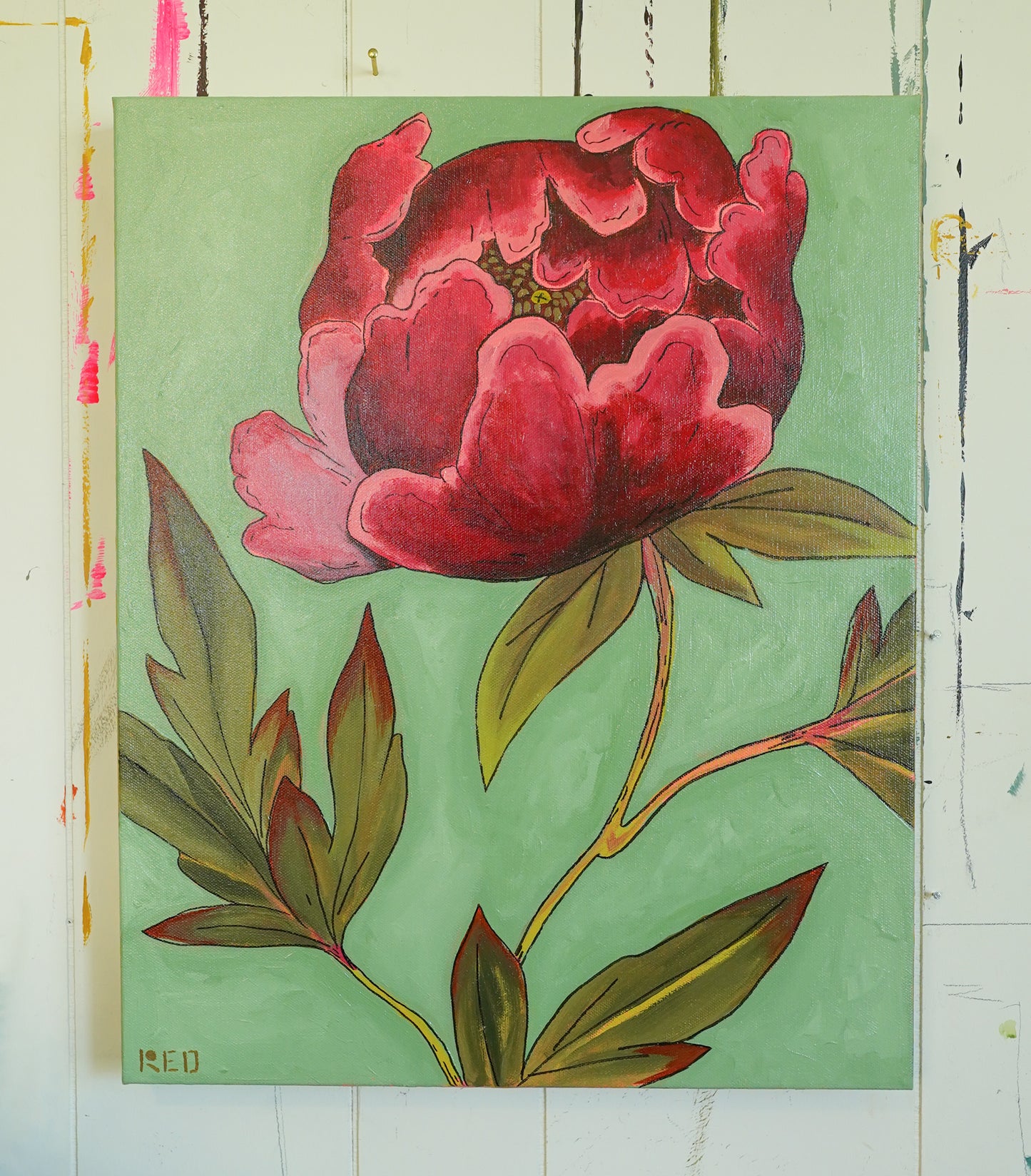 Buckeye Belle Peony - 16x20 Original Painting