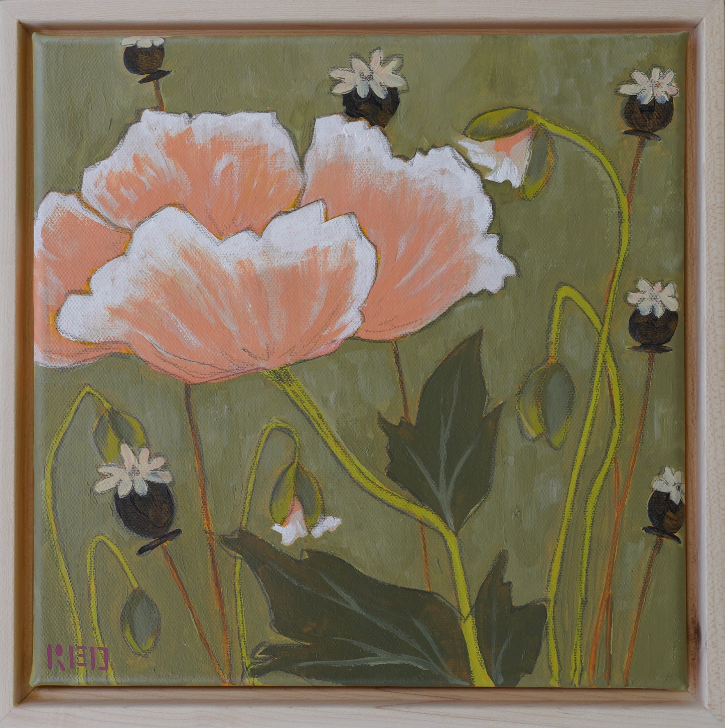 Poppies no. iv - 10x10 Original Painting
