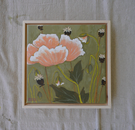 Poppies no. iv - 10x10 Original Painting