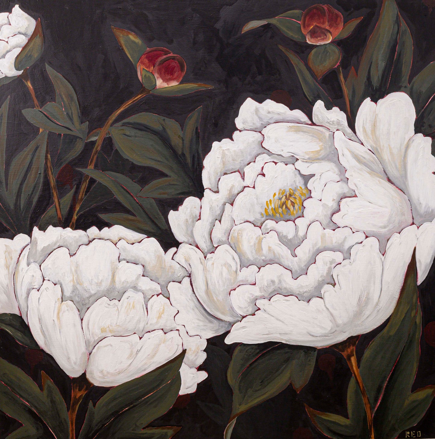 "Peonies no. i" - 48x48 Original Painting