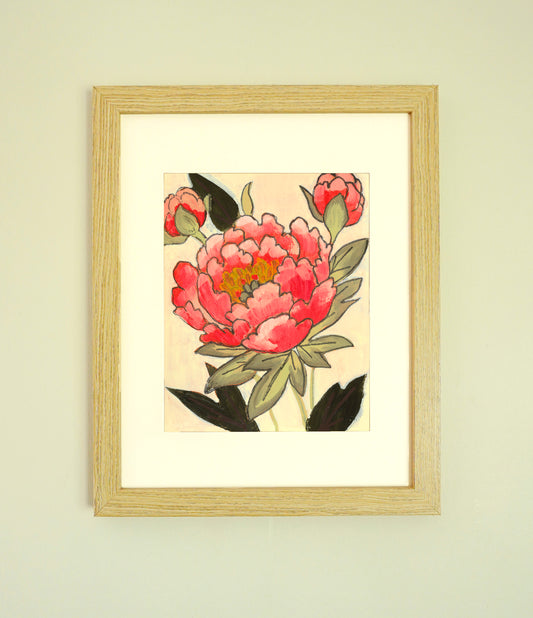 "Coral Charm Peony" Paper Print