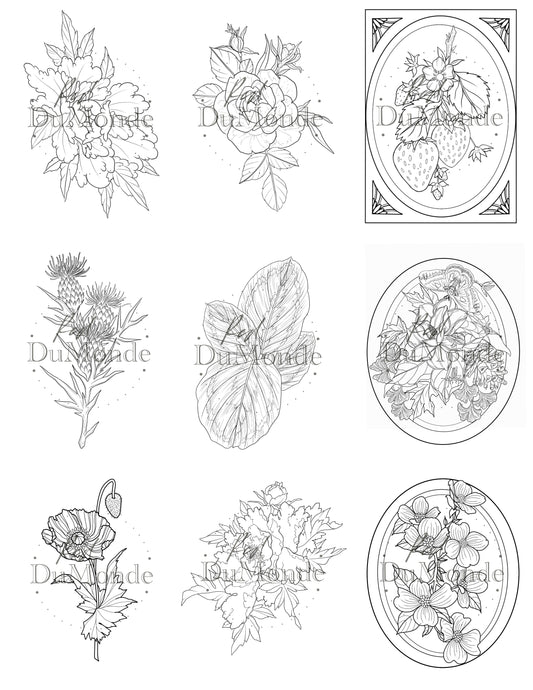 Nature Coloring Page Bundle - Digital Download