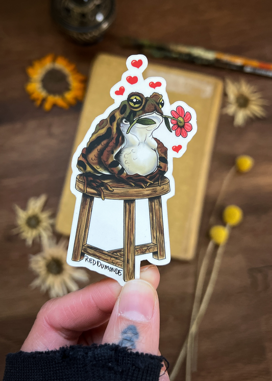 Toadstool Love Frog Sticker