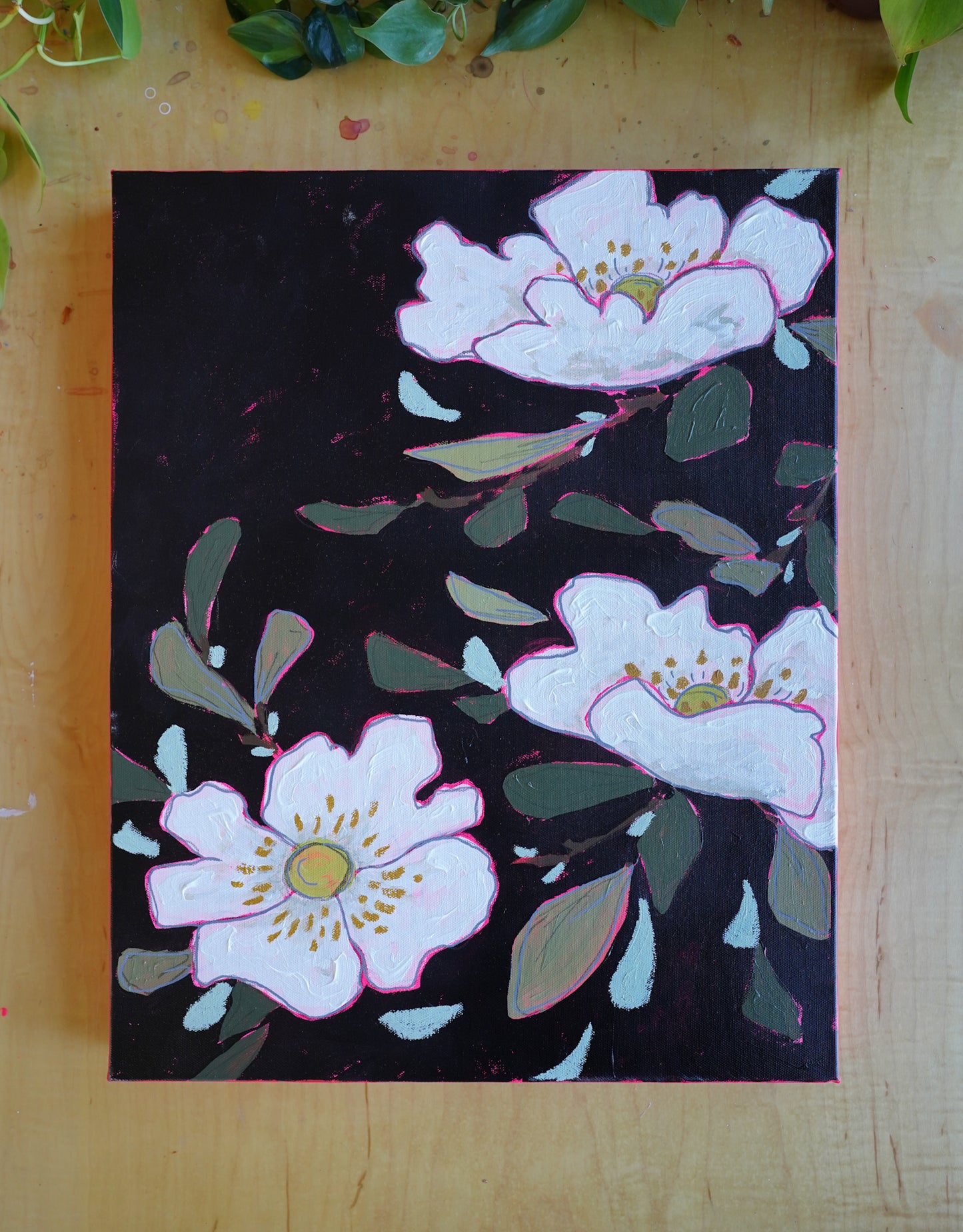 Wild Roses in Black - 16x20 Original Painting