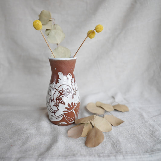 Brown and White Pitcher Vase