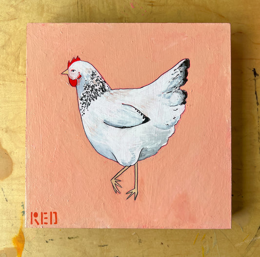 "Light Sussex Chicken" - 10x10 Original Painting