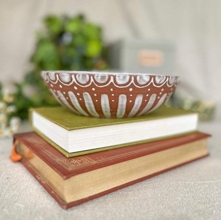 Brown and White Striped Bowl