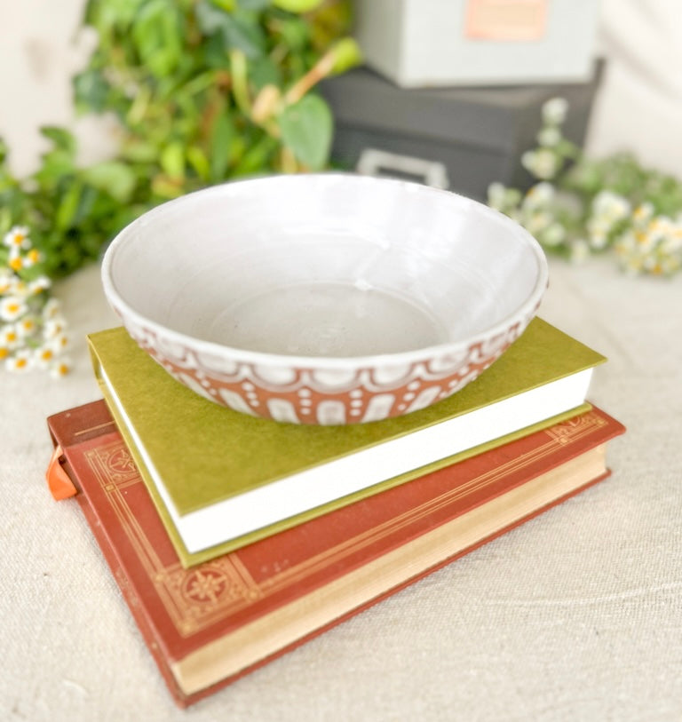Brown and White Striped Bowl