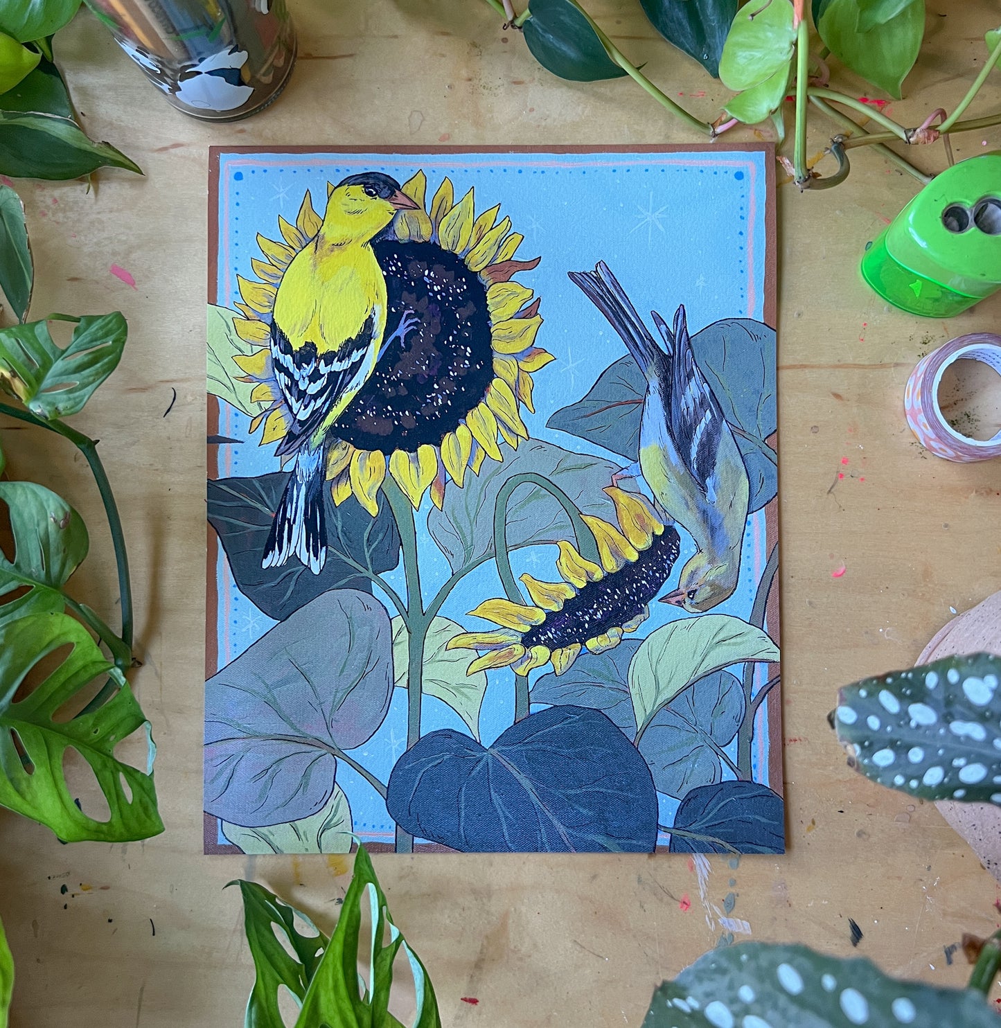 "Gold Finches on Sunnies" Archival Print