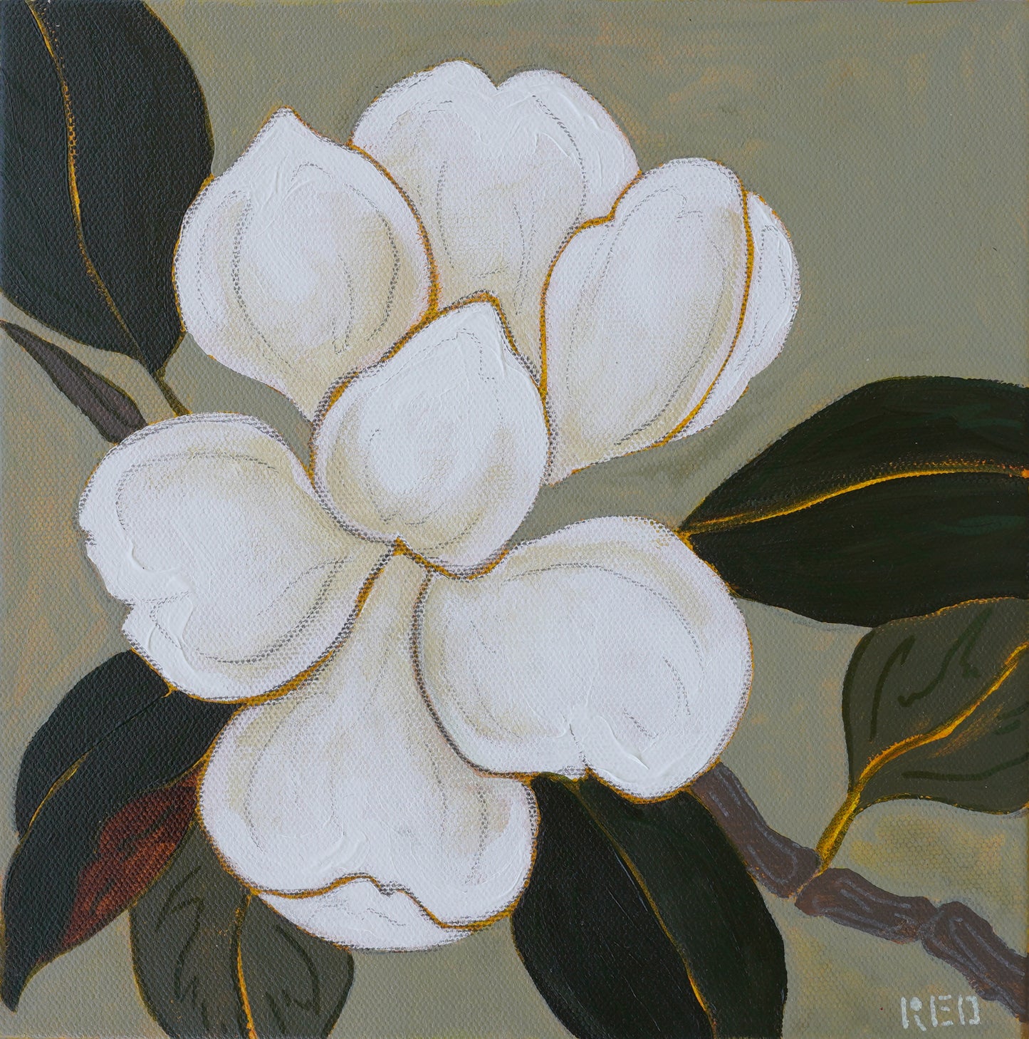 Magnolia no. iii - 10x10 Original Painting