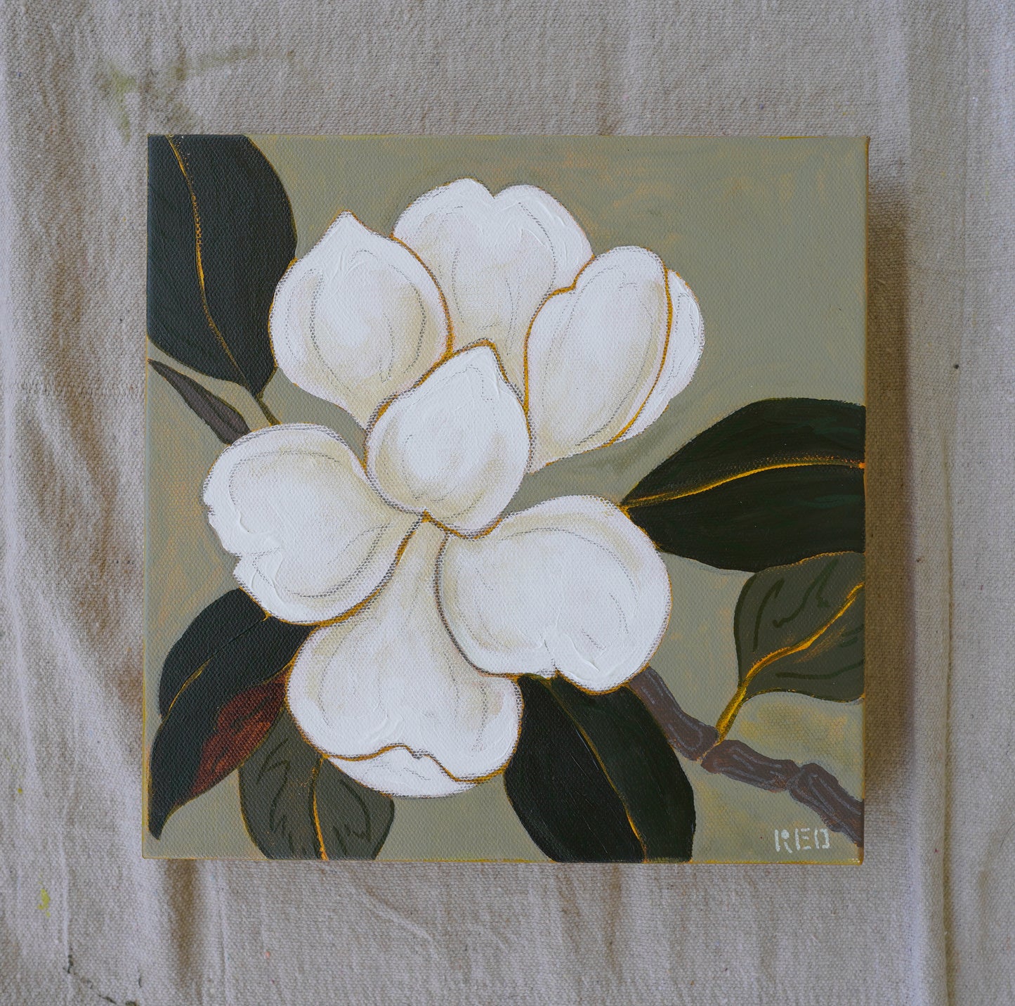 Magnolia no. iii - 10x10 Original Painting