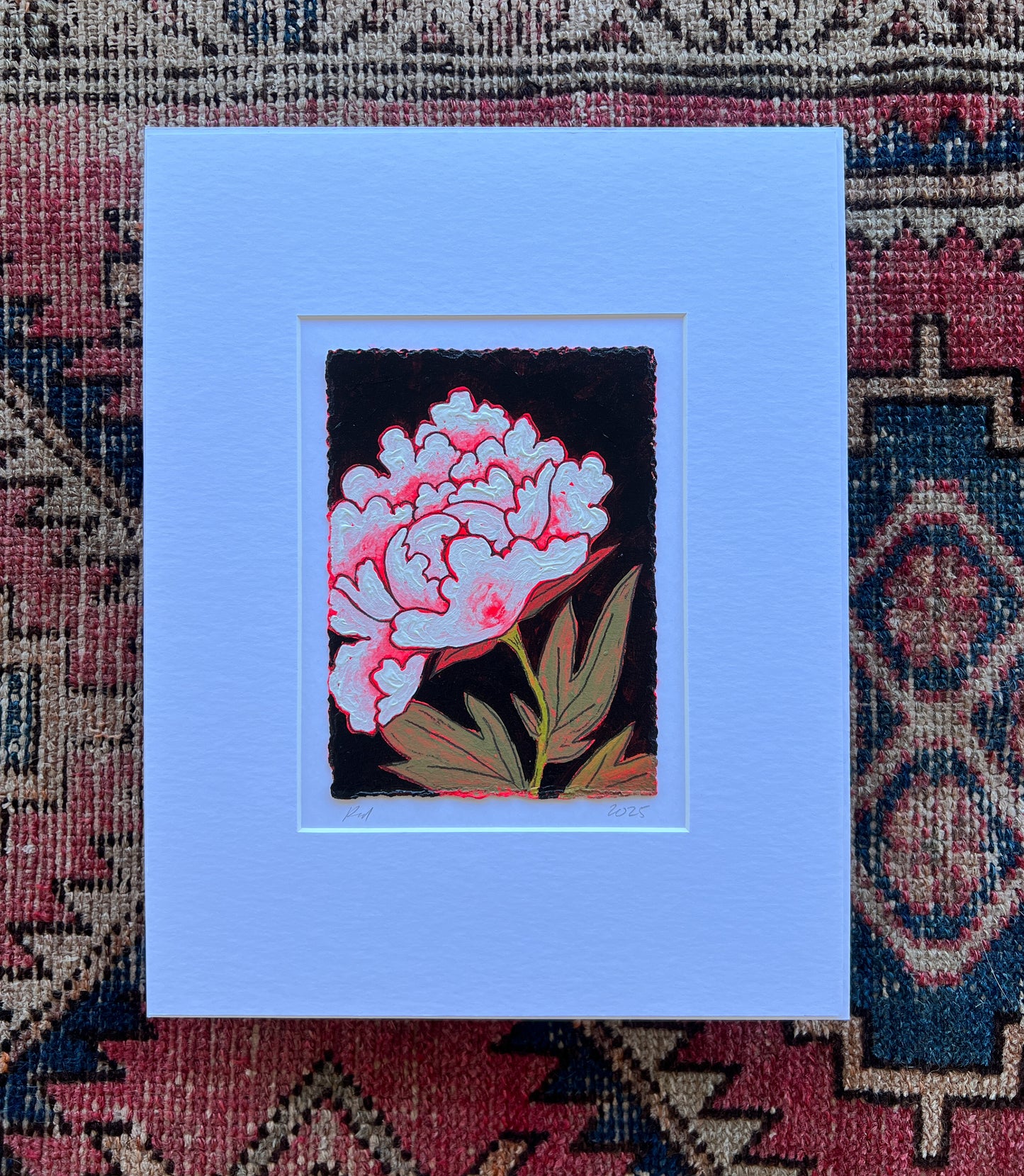 Neon Peony - 5x7 Matted Original