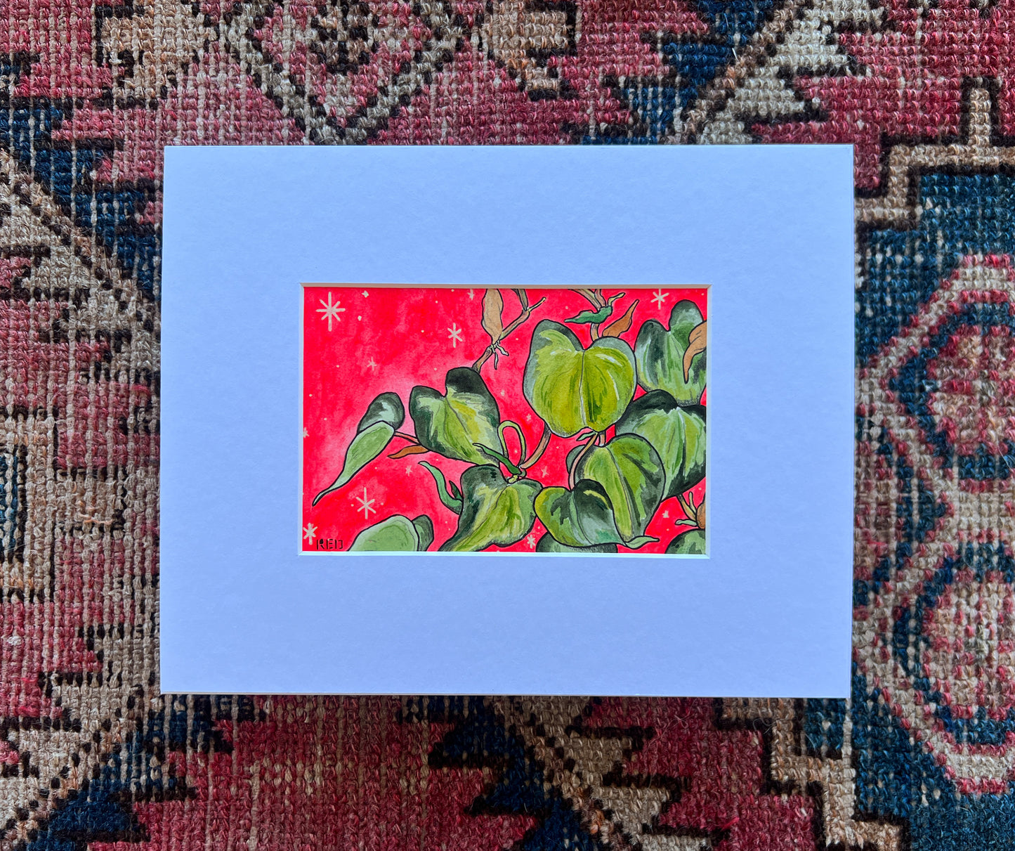 Peach Leaf - 4x6 Matted Original