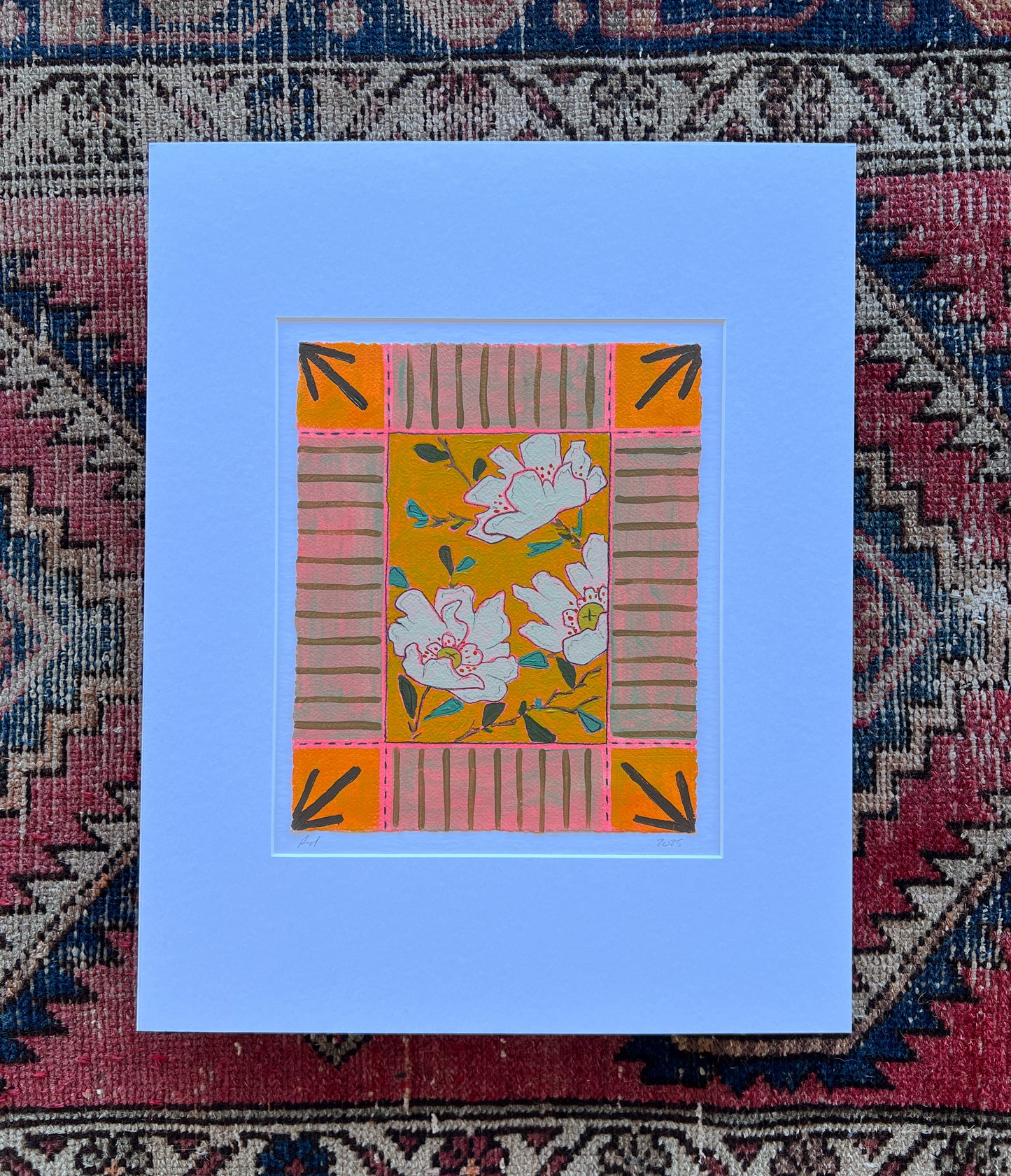 Wild Rose Window - 9x11 Matted Original