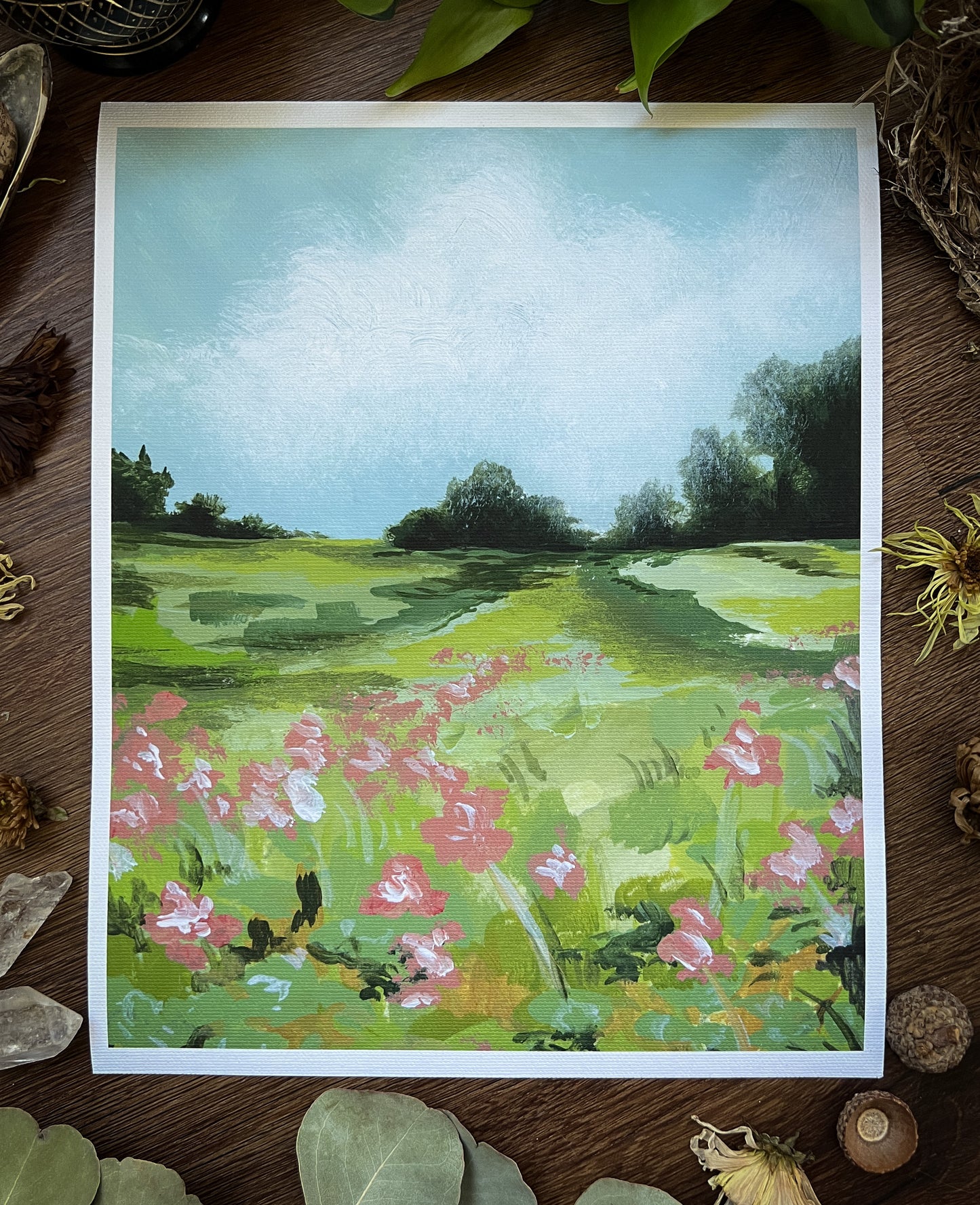 clover meadow - a vertical canvas giclée print from the foothills of the blue ridge mountains in southern appalachia